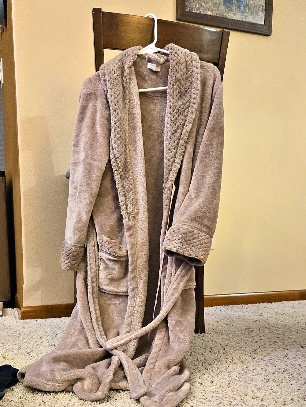 Robe House Plush Long Robe in Brown Small